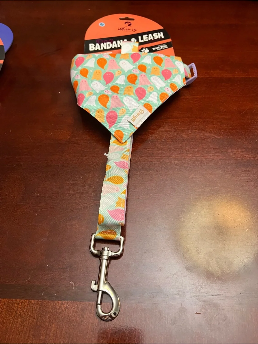 Whimsy Reversible Halloween Dog Bandana & Matching Leash - Pastel Ghost Print